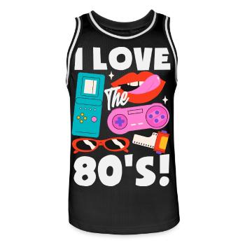 Retro Back to the 80s Vintage Design - Männer Basketball-Trikot - Schwarz/Weiß - Vorne - AI Model Male 185 dark (185cm)