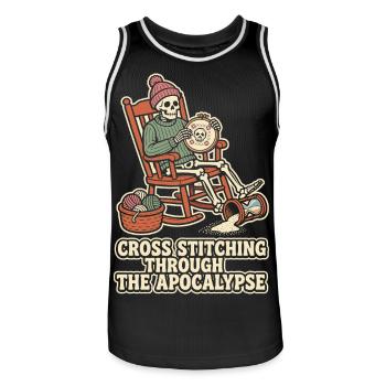 Cross Stitching Through The Apocalypse - Männer Basketball-Trikot - Schwarz/Weiß - Vorne - AI Model Male 185 dark (185cm)
