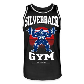 Gym Shirt – Silverback Gym - Männer Basketball-Trikot - Schwarz/Weiß - Vorne - AI Model Male 185 dark (185cm)