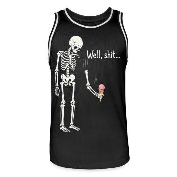 Well shit skeleton black humor gothic - Men's Basketball Jersey - black/white - Front - AI Model Male 185 dark (185cm)