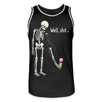 Well shit skeleton black humor gothic - Men's Basketball Jersey - black/white - Front - AI Model Male 185 dark (185cm)