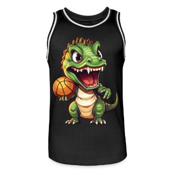 Basket-ball dinosaure T-Rex joueur de basket-ball - Maillot de basket Homme - noir/blanc - Devant - AI Model Male 185 dark (185cm)