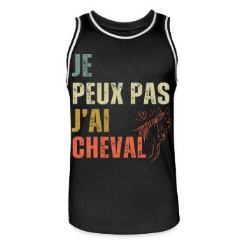 Je peux pas j' ai cheval humour équitation cadeau - Maillot de basket Homme - noir/blanc - Devant - AI Model Male 185 dark (185cm)