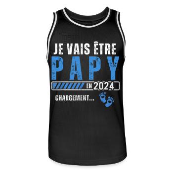 Je vais être papy en 2024 annonce naissance cadeau - Maillot de basket Homme - noir/blanc - Devant - AI Model Male 185 dark (185cm)