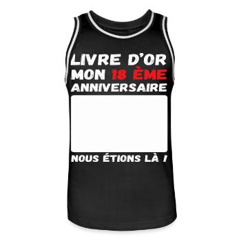 Livre d' or mon 18 ème anniversaire cadeau - Maillot de basket Homme - noir/blanc - Devant - AI Model Male 185 dark (185cm)