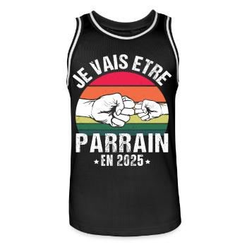 Je vais être parrain 2025 futur parrain vintage - Maillot de basket Homme - noir/blanc - Devant - AI Model Male 185 dark (185cm)
