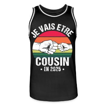 Je vais être cousin 2025 annonce naissance cadeau - Maillot de basket Homme - noir/blanc - Devant - AI Model Male 185 dark (185cm)