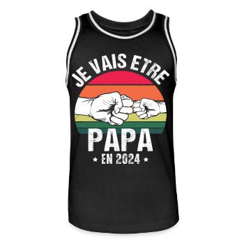 Je vais être papa en 2024 cadeau naissance vintage - Maillot de basket Homme - noir/blanc - Devant - AI Model Male 185 dark (185cm)
