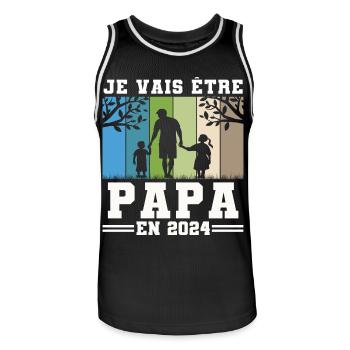 Je vais être papa en 2024 annonce naissance cadeau - Maillot de basket Homme - noir/blanc - Devant - AI Model Male 185 dark (185cm)