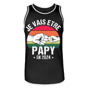 Je vais être papy en 2024 cadeau naissance vintage - Maillot de basket Homme - noir/blanc - Devant - AI Model Male 185 dark (185cm)