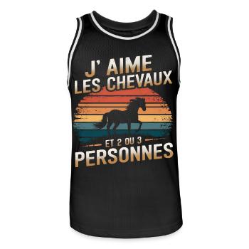 J' Aime Les Chevaux Et 2 Ou 3 Personnes Cadeau - Maillot de basket Homme - noir/blanc - Devant - AI Model Male 185 dark (185cm)