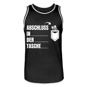 Abschluss in der Tasche Schulabschluss - Männer Basketball-Trikot - Schwarz/Weiß - Vorne - AI Model Male 185 dark (185cm)