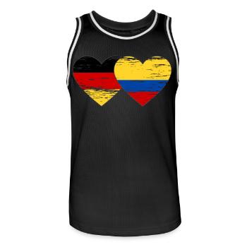 Germany Colombia Flag Heart Used - Men's Basketball Jersey - black/white - Front - AI Model Male 185 dark (185cm)