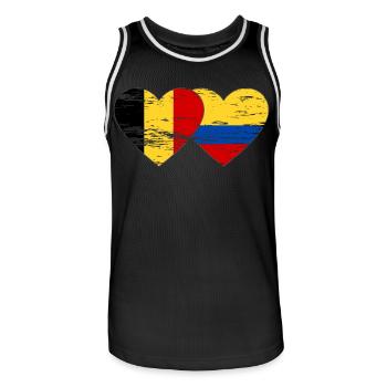Belgique Colombie drapeau coeur utilisé - Maillot de basket Homme - noir/blanc - Devant - AI Model Male 185 dark (185cm)