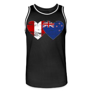 Pérou Nouvelle-Zélande drapeau coeur utilisé - Maillot de basket Homme - noir/blanc - Devant - AI Model Male 185 dark (185cm)
