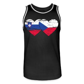 Slovénie République tchèque Drapeau Coeur utilisé - Maillot de basket Homme - noir/blanc - Devant - AI Model Male 185 dark (185cm)