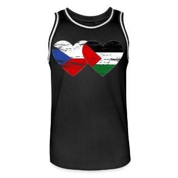 Czech Republic Palestine flag heart used - Men's Basketball Jersey - black/white - Front - AI Model Male 185 dark (185cm)