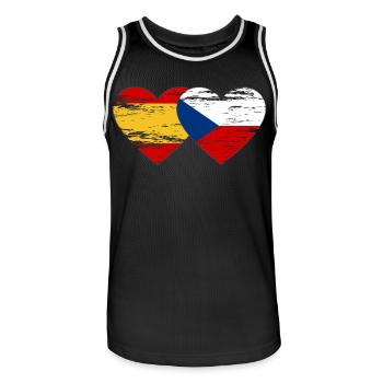 Espagne République tchèque Drapeau Coeur utilisé - Maillot de basket Homme - noir/blanc - Devant - AI Model Male 185 dark (185cm)