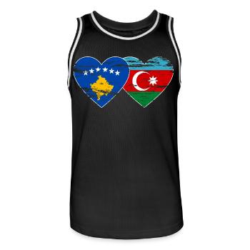 Kosovo Aserbaidschan Flagge Herz used - Männer Basketball-Trikot - Schwarz/Weiß - Vorne - AI Model Male 185 dark (185cm)