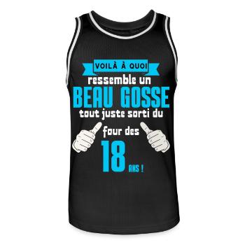 Humorous 18 Year Old Funny Boy Gift Idea - Men's Basketball Jersey - black/white - Front - AI Model Male 185 dark (185cm)