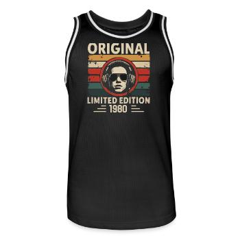 Original 1980 Rétro Anniversaire 1980 Vintage 1980 - Maillot de basket Homme - noir/blanc - Devant - AI Model Male 185 dark (185cm)