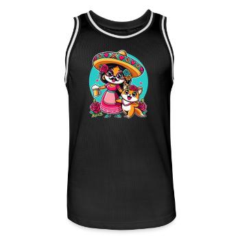 Mexikanische Party mit Chiha und Chucho - Männer Basketball-Trikot - Schwarz/Weiß - Vorne - AI Model Male 185 dark (185cm)