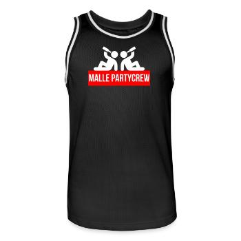Malle Party Crew - Men's Basketball Jersey - black/white - Front - AI Model Male 185 dark (185cm)