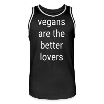 Vegans Are The Better Lovers Spruch - Männer Basketball-Trikot - Schwarz/Weiß - Vorne - AI Model Male 185 dark (185cm)