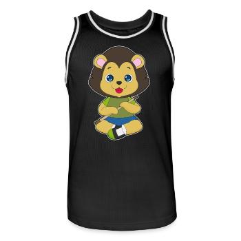 Löwe Musiker Flöte Musik - Männer Basketball-Trikot - Schwarz/Weiß - Vorne - AI Model Male 185 dark (185cm)