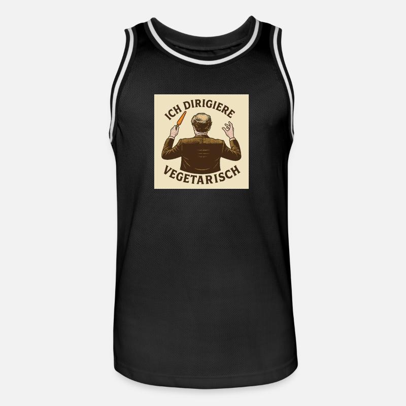 Dirigent Ich dirigiere vegetarisch - Männer Basketball-Trikot - Schwarz/Weiß