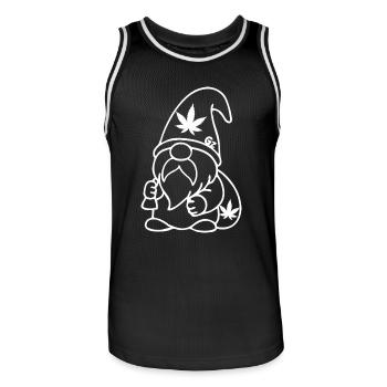 Zwerg/Wichtel mit Cannabissack auf dem Rücken - Männer Basketball-Trikot - Schwarz/Weiß - Vorne - AI Model Male 185 dark (185cm)