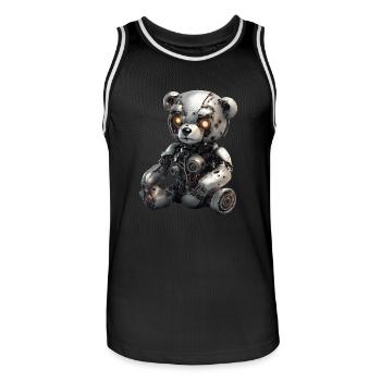 Cyborg Teddy Bear - Men's Basketball Jersey - black/white - Front - AI Model Male 185 dark (185cm)