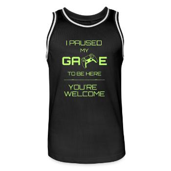 I paused my game Lime - Men's Basketball Jersey - black/white - Front - AI Model Male 185 dark (185cm)