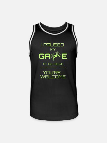 I paused my game Lime - Men's Basketball Jersey - black/white