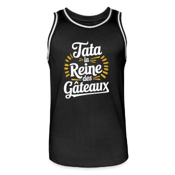 Tata la reine des gâteaux - Maillot de basket Homme - noir/blanc - Devant - AI Model Male 185 dark (185cm)