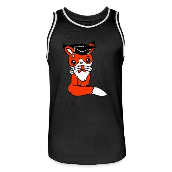 Fox High School Graduation Graduation Certificates College Hat - Men's Basketball Jersey - black/white - Front - AI Model Male 185 dark (185cm)
