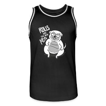Pug dog funny gift fitness christmas - Men's Basketball Jersey - black/white - Front - AI Model Male 185 dark (185cm)
