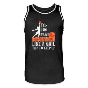Oui je joue de basket-ball comme une fille Essayez de garder - Maillot de basket Homme - noir/blanc - Devant - AI Model Male 185 dark (185cm)