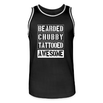 Chubby Barbu tatoué génial - Maillot de basket Homme - noir/blanc - Devant - AI Model Male 185 dark (185cm)