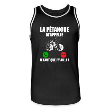 Pétanque ruft mich an, Bouliste Geschenk - Männer Basketball-Trikot - Schwarz/Weiß - Vorne - AI Model Male 185 dark (185cm)