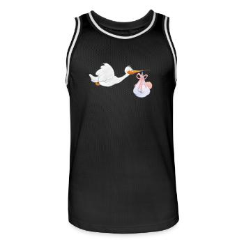 Cigogne avec bébé - Maillot de basket Homme - noir/blanc - Devant - AI Model Male 185 dark (185cm)