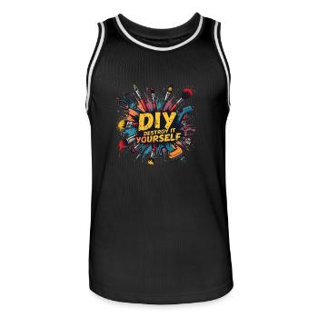 DIY Détruisez-le vous-même - Craft Upcycling - Maillot de basket Homme - noir/blanc - Devant - AI Model Male 185 dark (185cm)