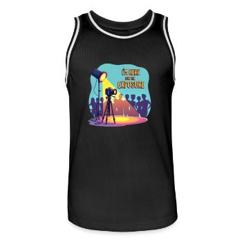 I'm Here For The Exposure Fotograph Videograph - Men's Basketball Jersey - black/white - Front - AI Model Male 185 dark (185cm)