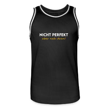 nicht perfekt, aber nah dran, unperfekt - Männer Basketball-Trikot - Schwarz/Weiß - Vorne - AI Model Male 185 dark (185cm)