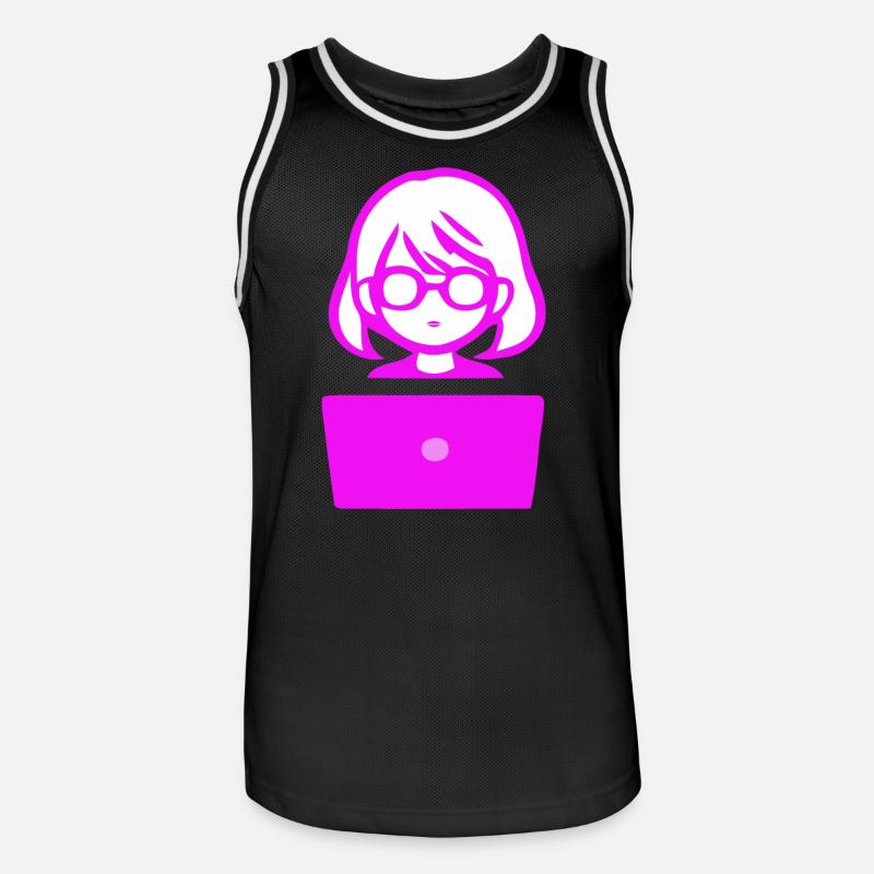 Woman with Computer Programmer Coder - Men's Basketball Jersey - black/white