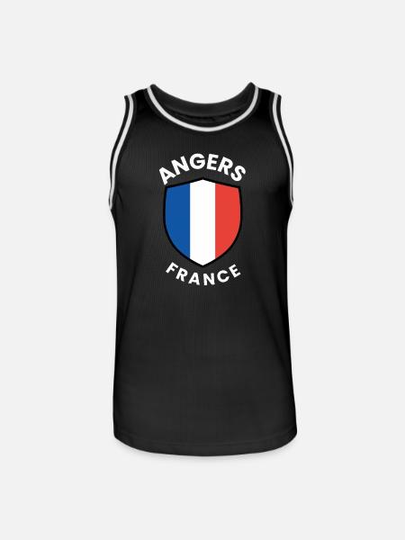 Angers France Shield Emblem - Men's Basketball Jersey - black/white