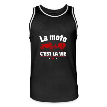 la moto c est la vie,Moto,Motard,Motarde - Maillot de basket Homme - noir/blanc - Devant - AI Model Male 185 dark (185cm)