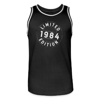 Limited Edition 1984 - Geburtstag 1984 Farbwechsel - Männer Basketball-Trikot - Schwarz/Weiß - Vorne - AI Model Male 185 dark (185cm)