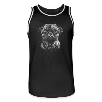 Mops Portrait Hunde Hund - Männer Basketball-Trikot - Schwarz/Weiß - Vorne - AI Model Male 185 dark (185cm)