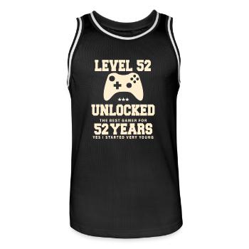 Level 52 Vintage Retro Vintage Birthday - Men's Basketball Jersey - black/white - Front - AI Model Male 185 dark (185cm)